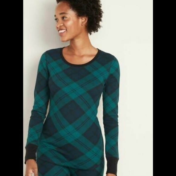 Old Navy Green/Black/Navy Plaid Thermal Top, XS - Picture 4 of 6
